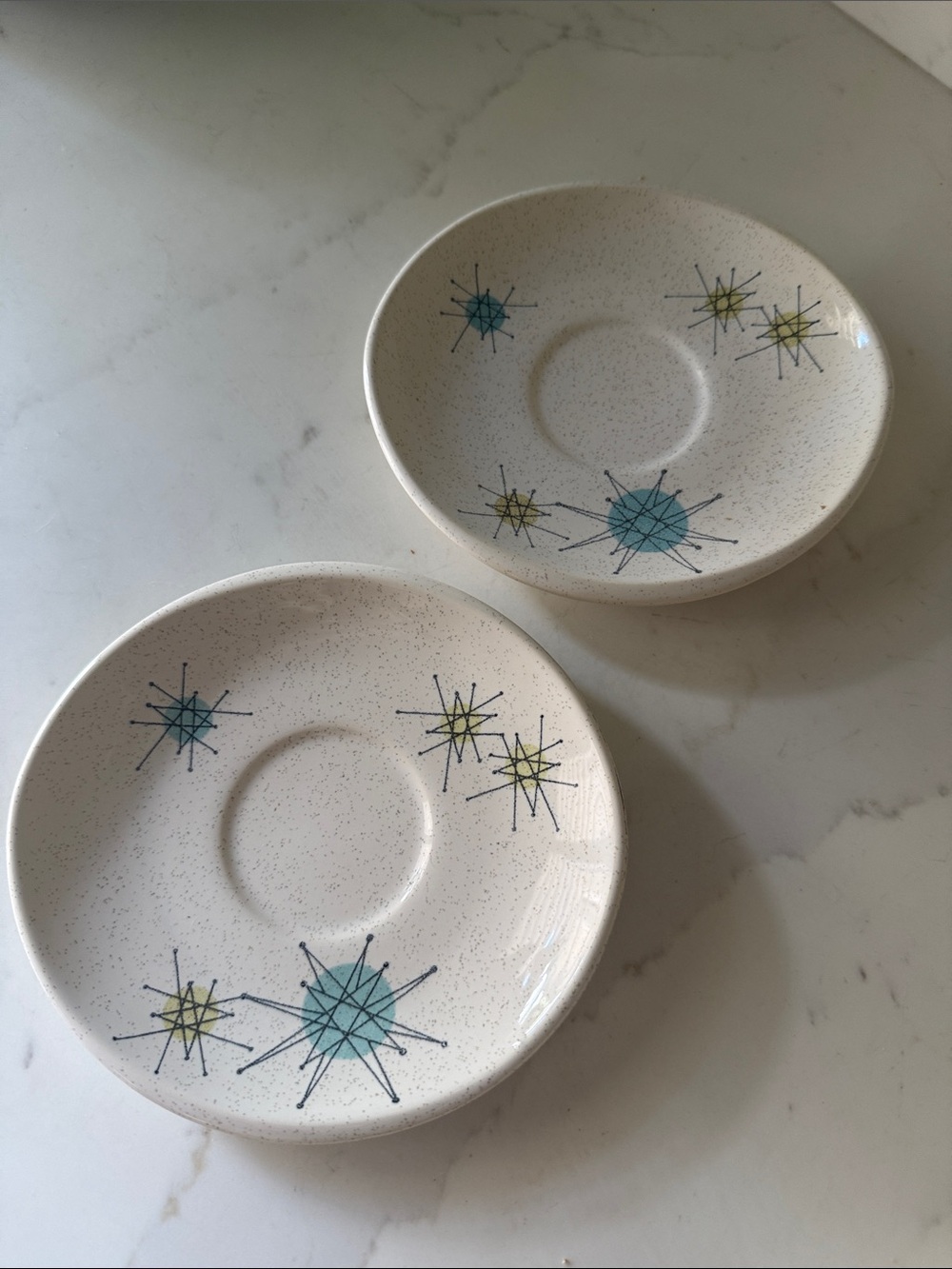 Mid Century Atomic  Franciscan Starburst Saucers Set of 2